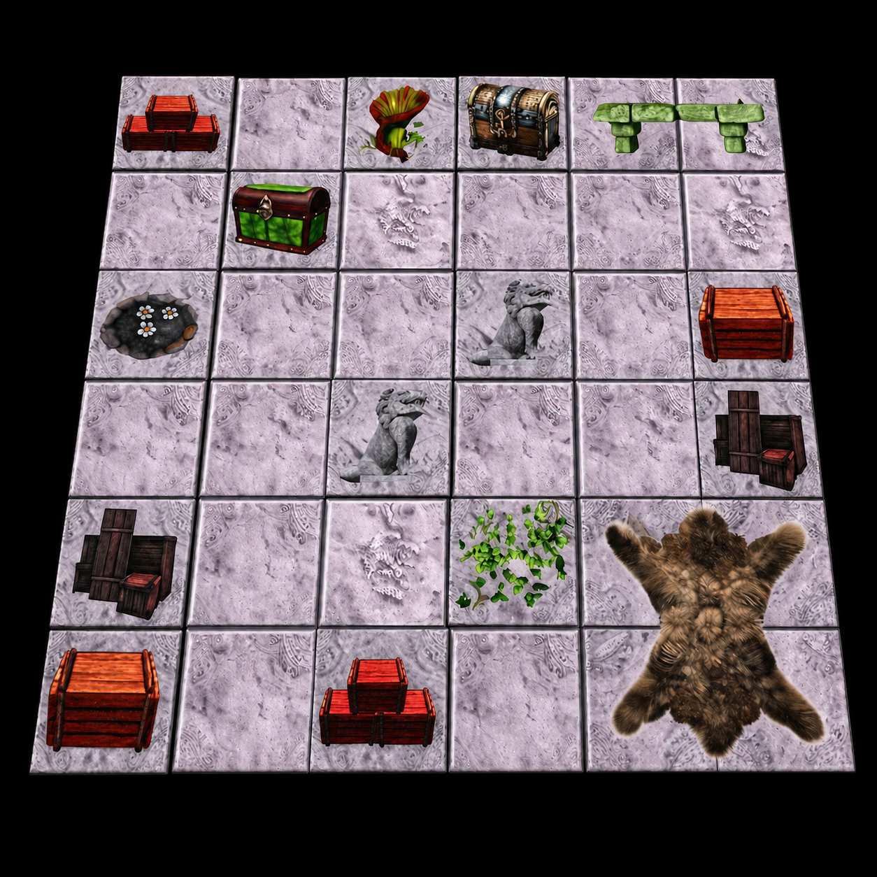 D&D Battlemap Tempel magnetisch – aufgebauter Tempel mit Spielminiaturen