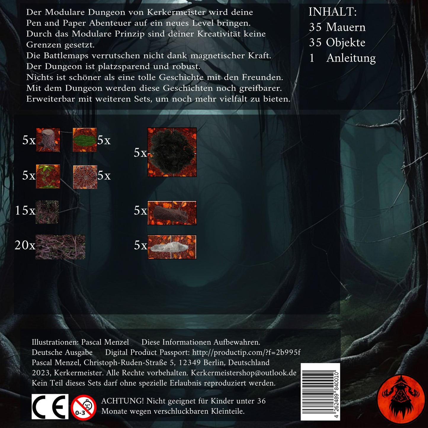 Fantasy Rollenspiel Gelände Wald – Spinnenwald Übersicht Rückseite Pathfinder für DSA und 