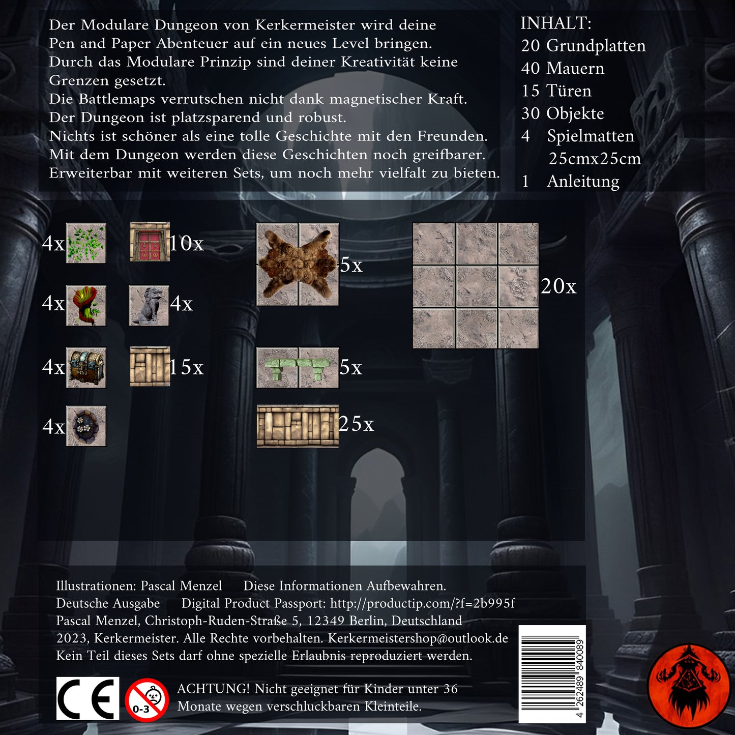 Kerkermeister modulares Dungeon System Tempel – vollständig aufgebaute Tempelszene