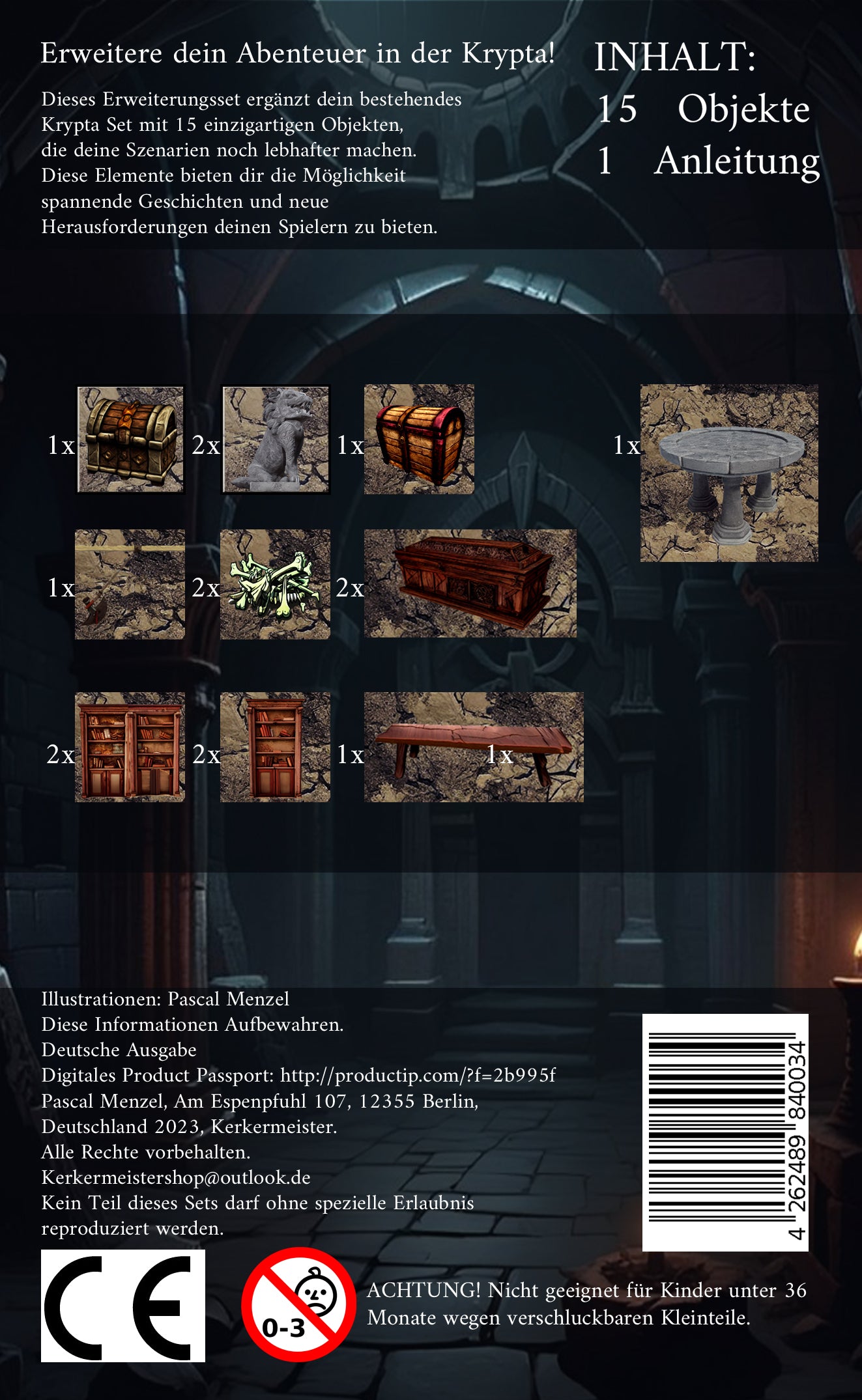 D&D Battlemap Krypta magnetisch – Hinterseite der Krypta Objektverpackung  schnell aufbaubares Dungeon Set