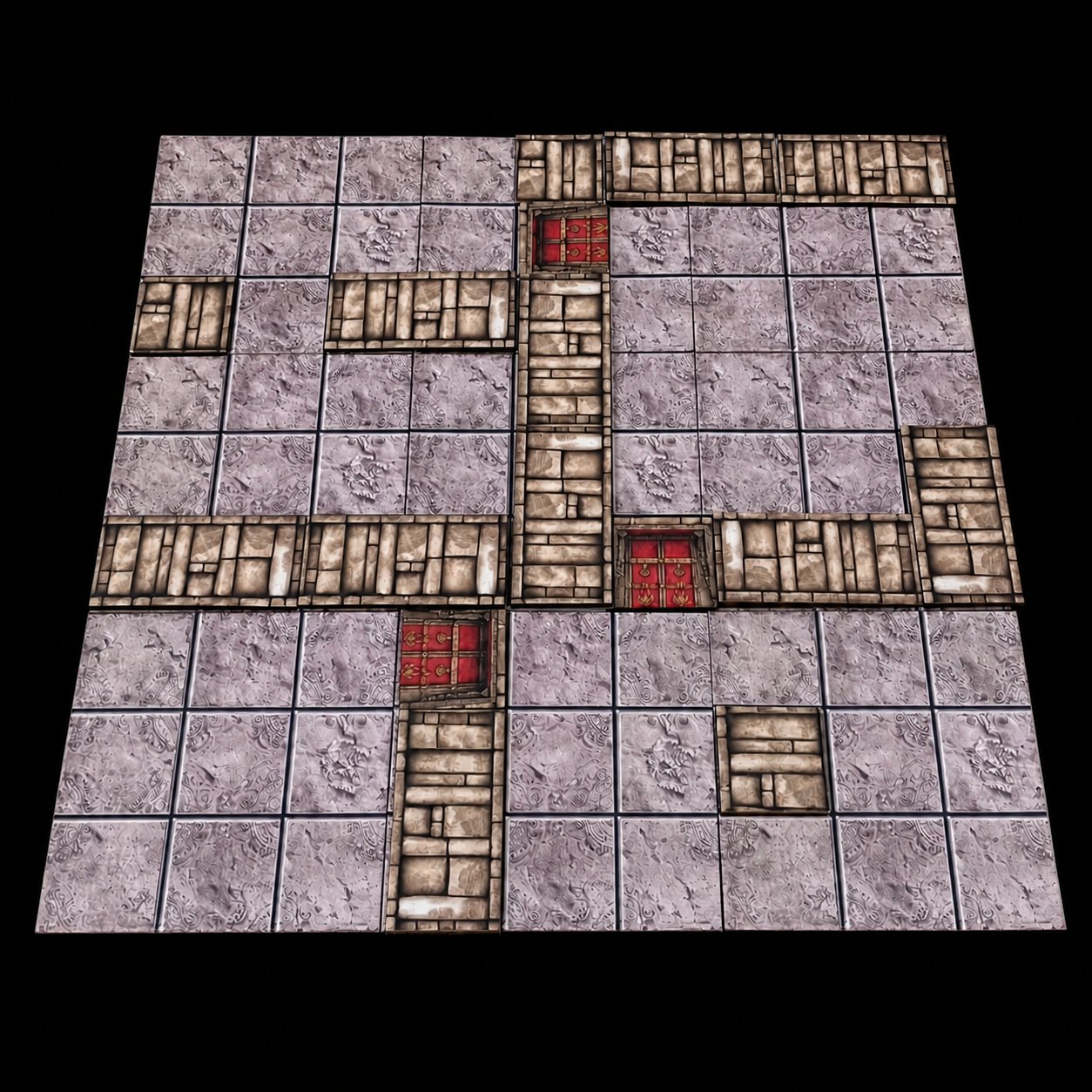 Modulare magnetische Tempel Teile – aufgebaute Szene mit Figuren Tabletop RPG Zubehör