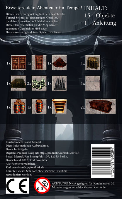 Tabletop RPG Tempel Gelände – Kerkermeister Set aufgebaut mit Figuren von oben