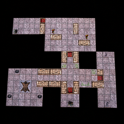 Tabletop Tempel Battlemap – aufgebauter Tempel mit Spielfiguren für Spielleiter