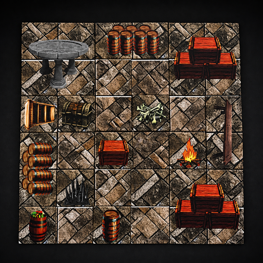 D&D Battlemap Höhle magnetisch – aufgebaute Höhle mit Spielminiaturen