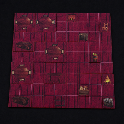 D&D Battlemap Taverne magnetisch – aufgebaute Taverne mit Spielminiaturen