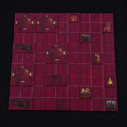 D&D Battlemap Taverne magnetisch – aufgebaute Taverne mit Spielminiaturen