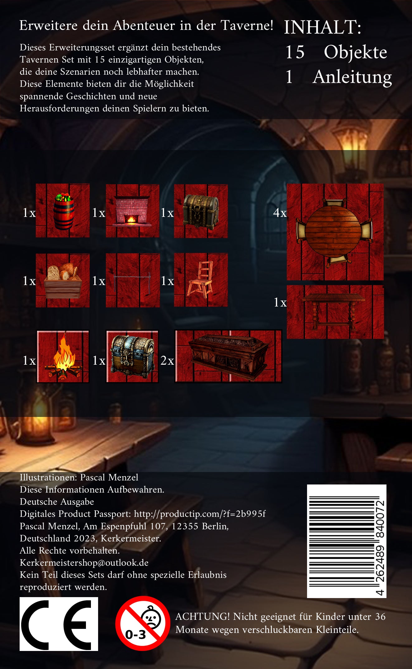 Dungeon Master Zubehör Taverne – aufgebaute Taverneszene mit magnetischen Geländeteilen