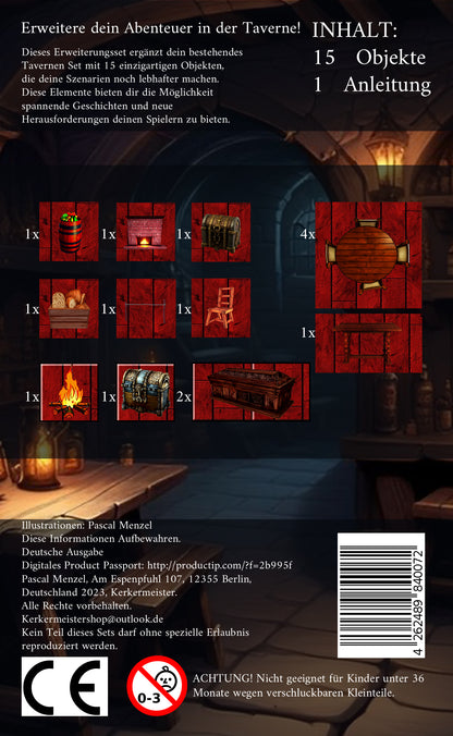 Dungeon Master Zubehör Taverne – aufgebaute Taverneszene mit magnetischen Geländeteilen