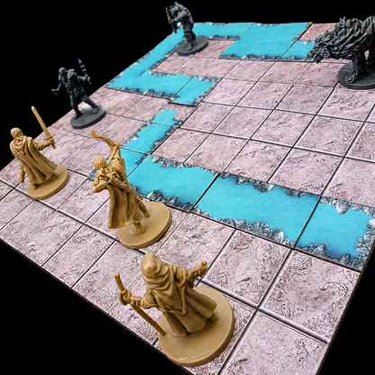 Modulares Fantasy Flusswasser Set – Dungeon Aufbau mit Figuren kompatibel mit Dungeons and Dragons