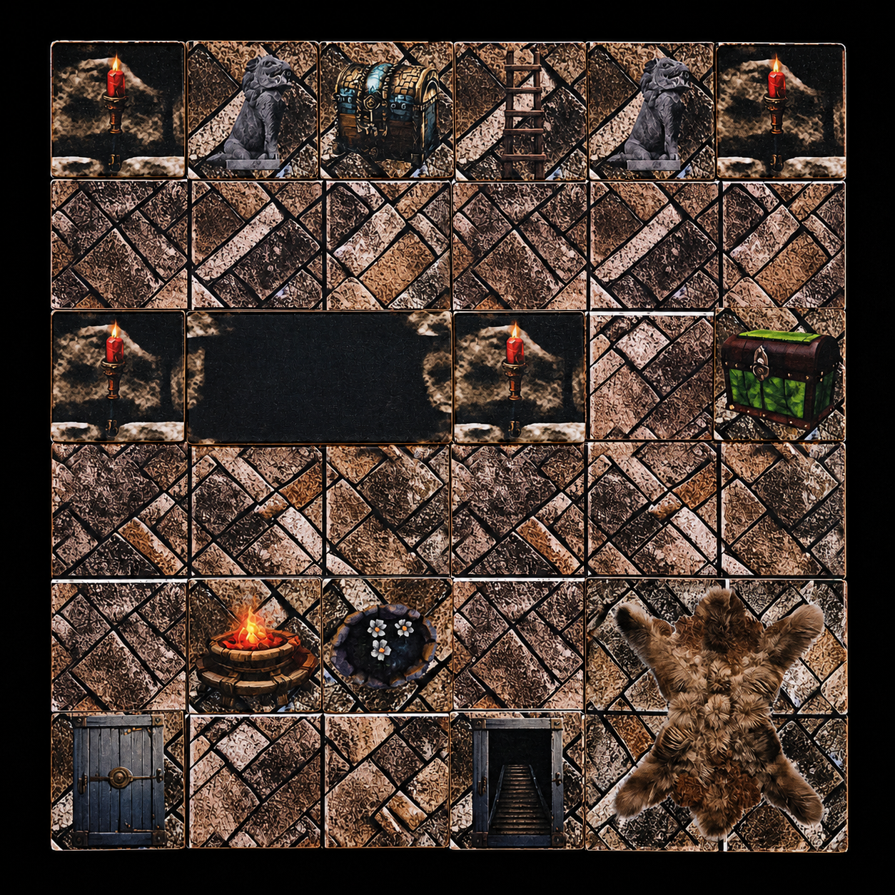 Fantasy Dungeon Höhle – aufgebaute Szene mit Figuren platzsparend und magnetisch