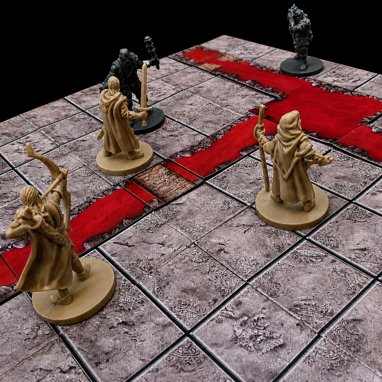 Modulares Fantasy Lavafluss Set – Dungeon Aufbau mit Figuren kompatibel mit Dungeons and Dragons