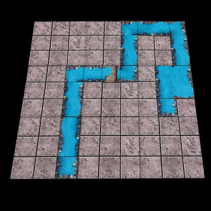 Magnetisches Fluss Gelände für D&D – aufgebaute Flussszene mit Miniaturen für Pen and Paper