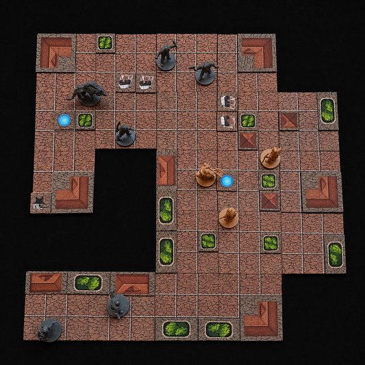 Kerkermeister Dorf Set – modulare Battlemap mit aufgebautem Dungeon für Dungeon Master