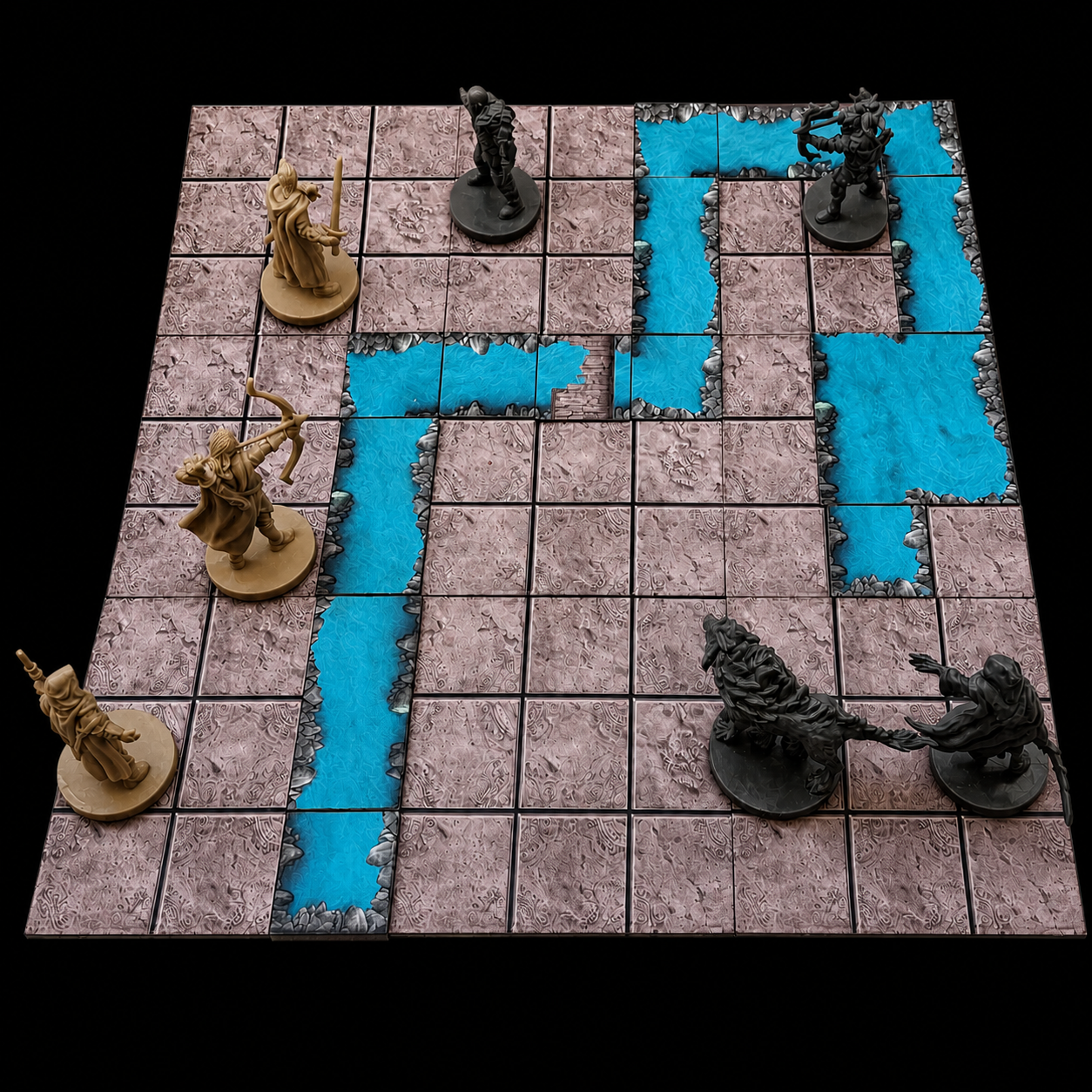 Kerkermeister Flusswasser Set – modulare Battlemap mit aufgebautem Dungeon für Dungeon Master