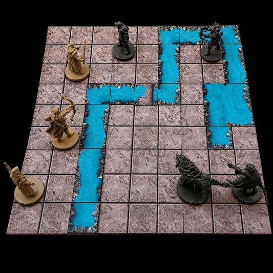 Kerkermeister Flusswasser Set – modulare Battlemap mit aufgebautem Dungeon für Dungeon Master