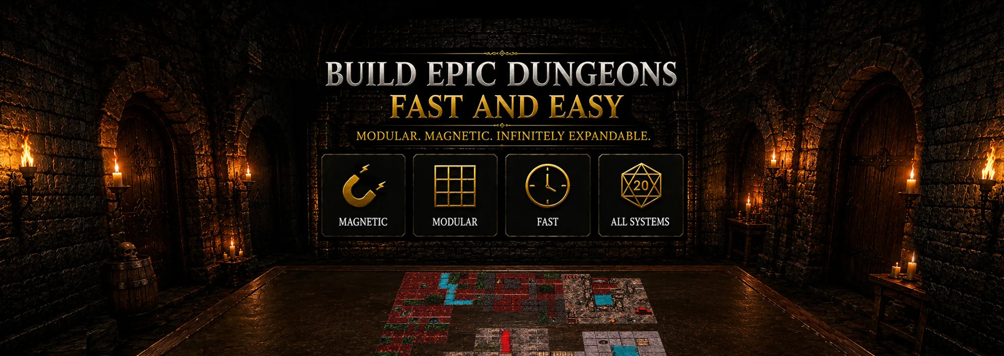 Kerkermeister Hero Banner – modular magnetic dungeon system for tabletop RPG game masters