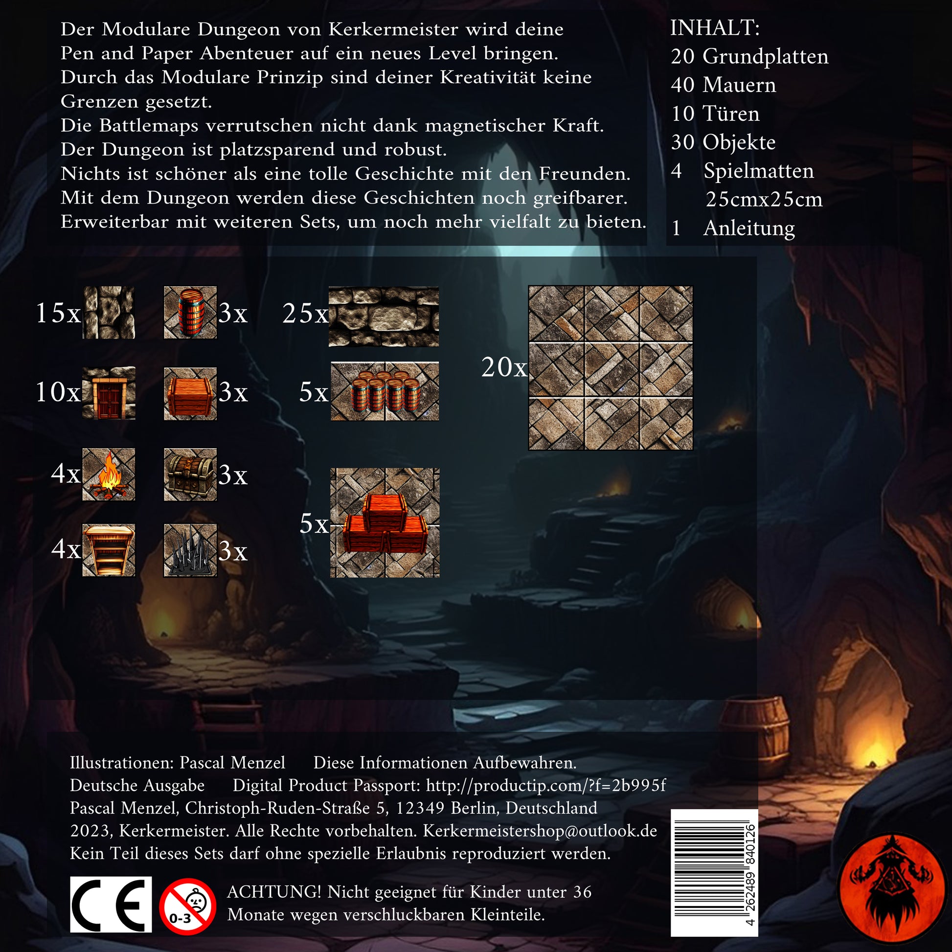 Kerkermeister modulares Dungeon System Höhle – vollständig aufgebaute Höhlenszene