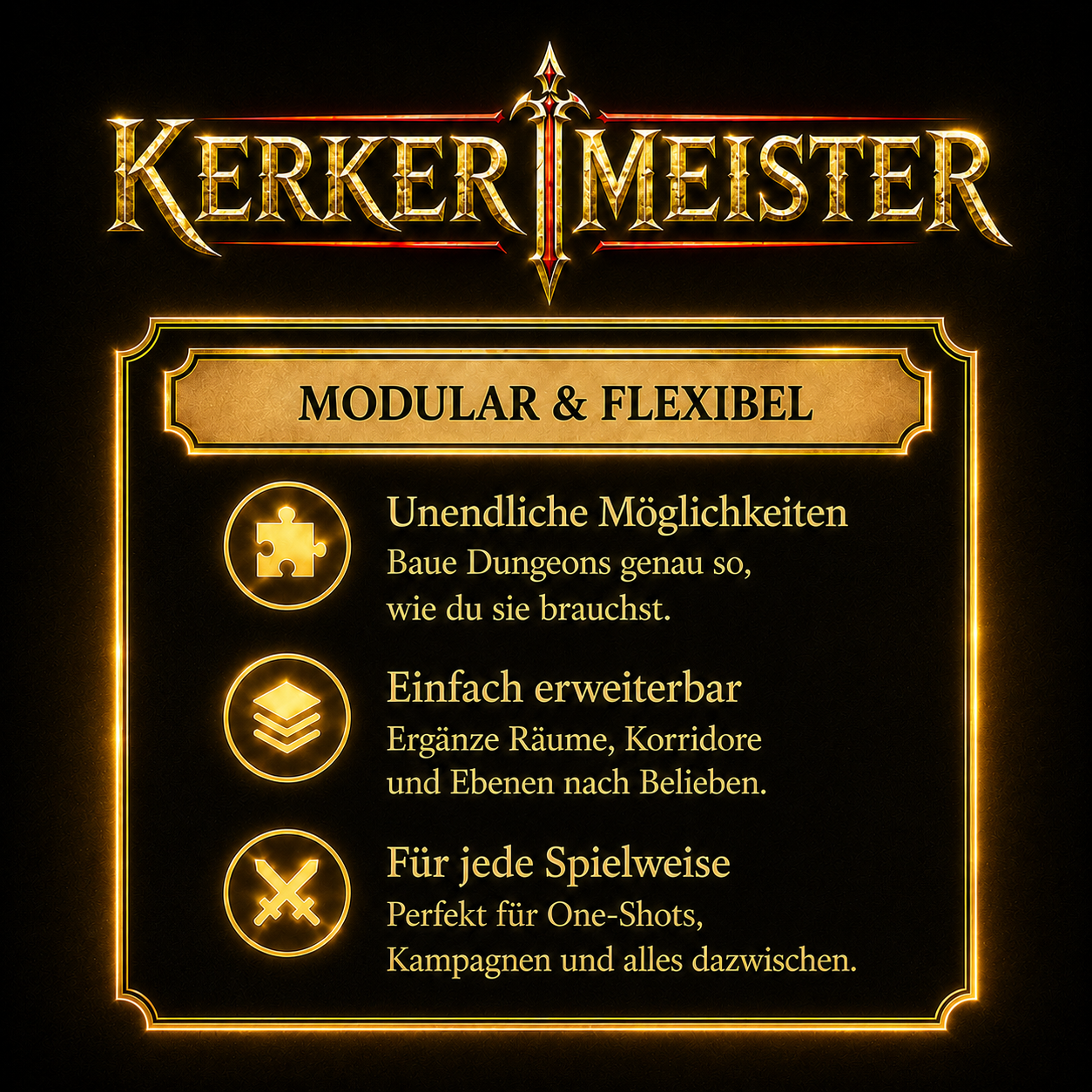 Infografik Aufbauanleitung – Kerkermeister Dungeon Schritt für Schritt aufbauen