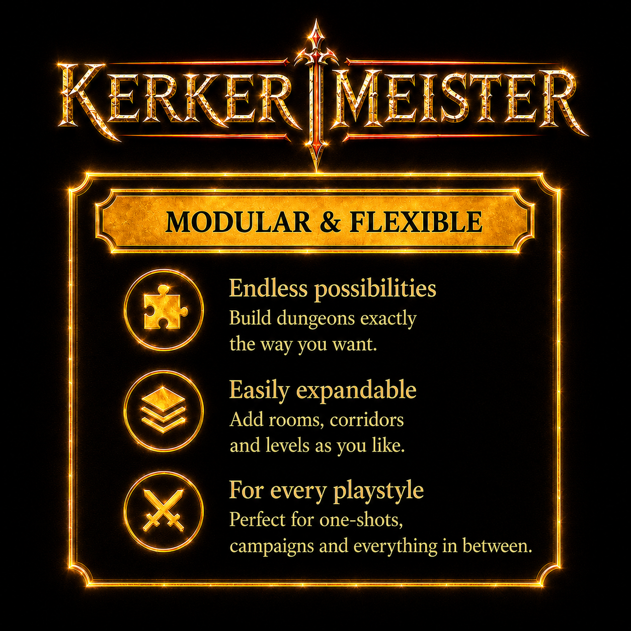 Infographic advantages for dungeon masters – Kerkermeister modular magnetic battlemap system