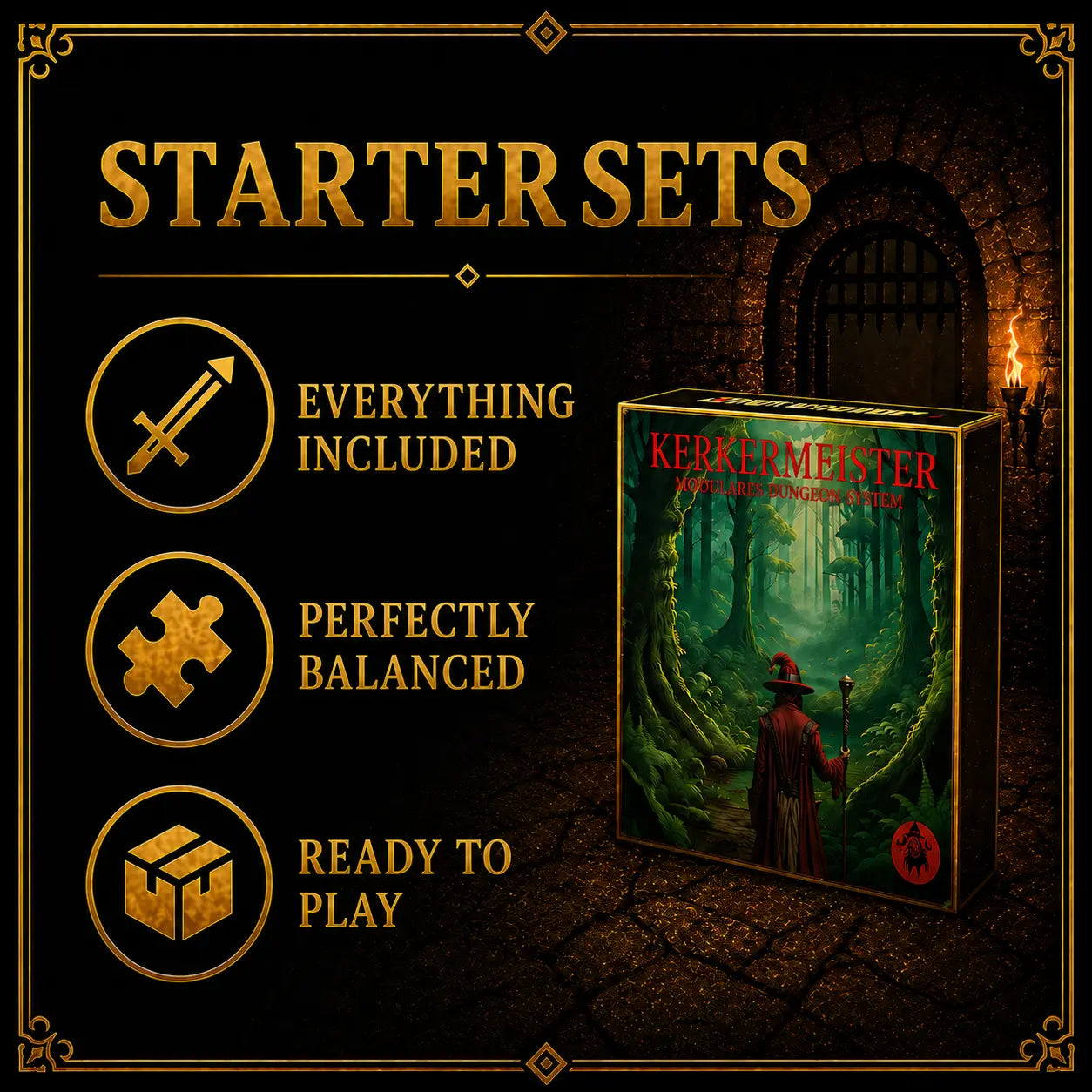 Infographic magnetic connection – Kerkermeister dungeon pieces snap together easily