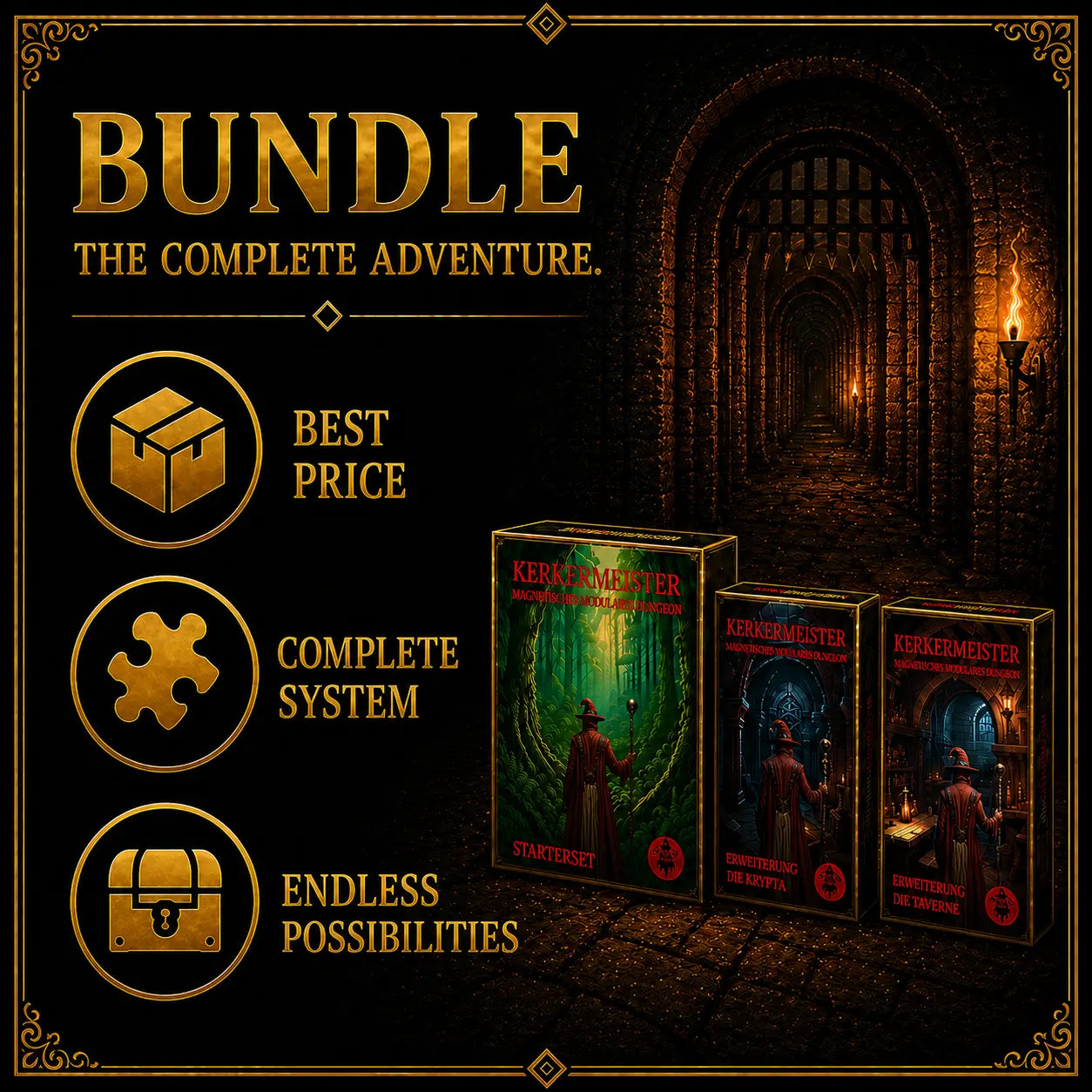 Infographic quick setup – Kerkermeister modular dungeon assembled in minutes