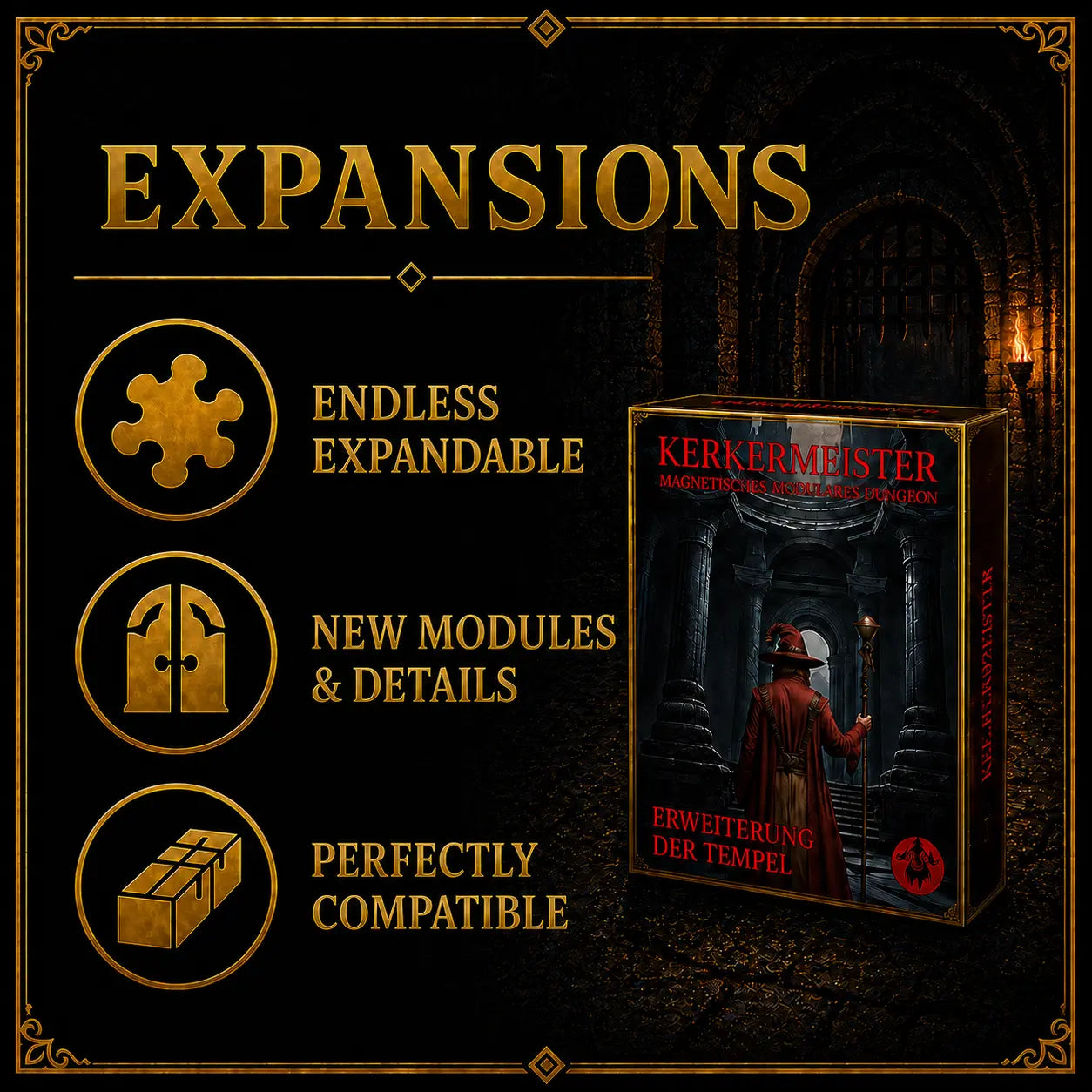 Infographic space saving – Kerkermeister dungeon set compact and easy to store for game masters