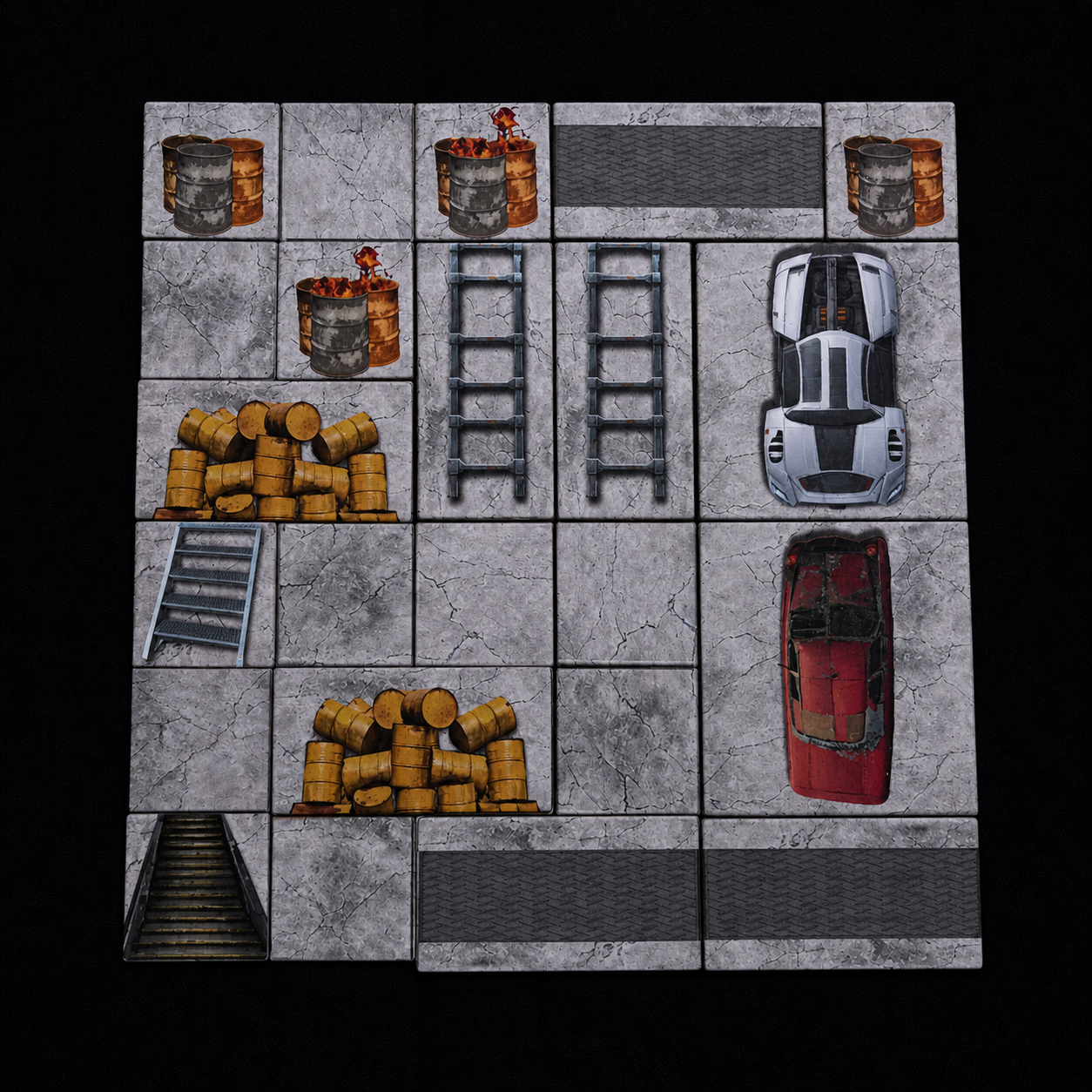 Platzsparende Battlemap Ruinen – Verpackung des Kerkermeister Verlassene Straßen Sets