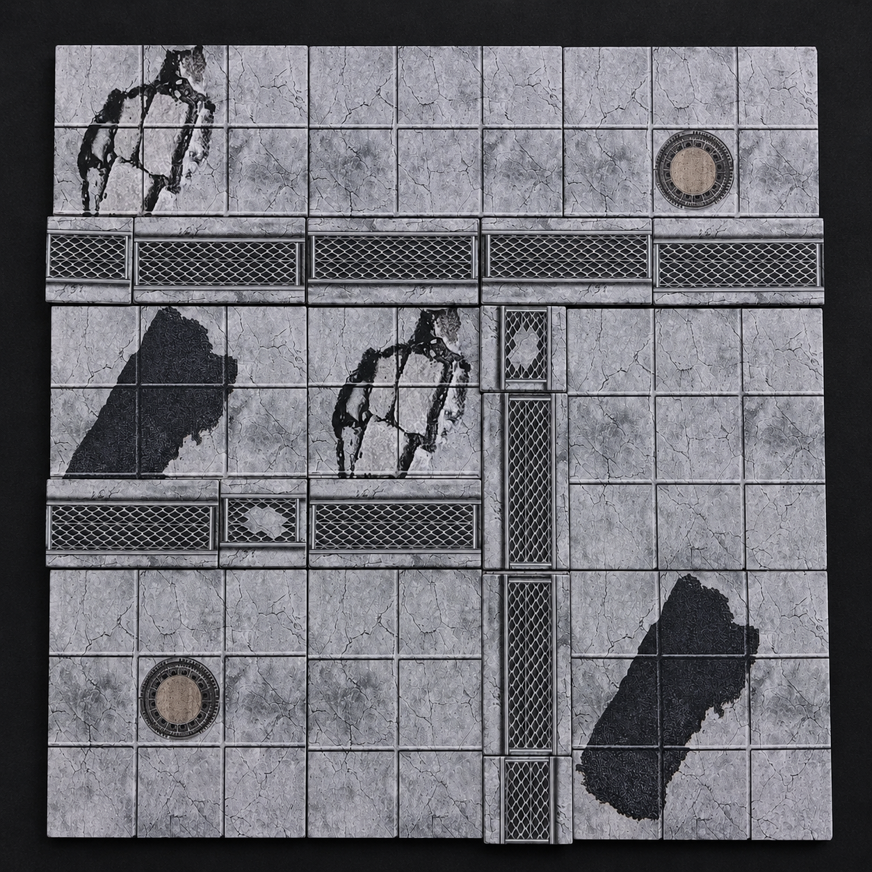 Kerkermeister Verlassene Straßen Set – modulare Battlemap mit aufgebautem Ruinengelände
