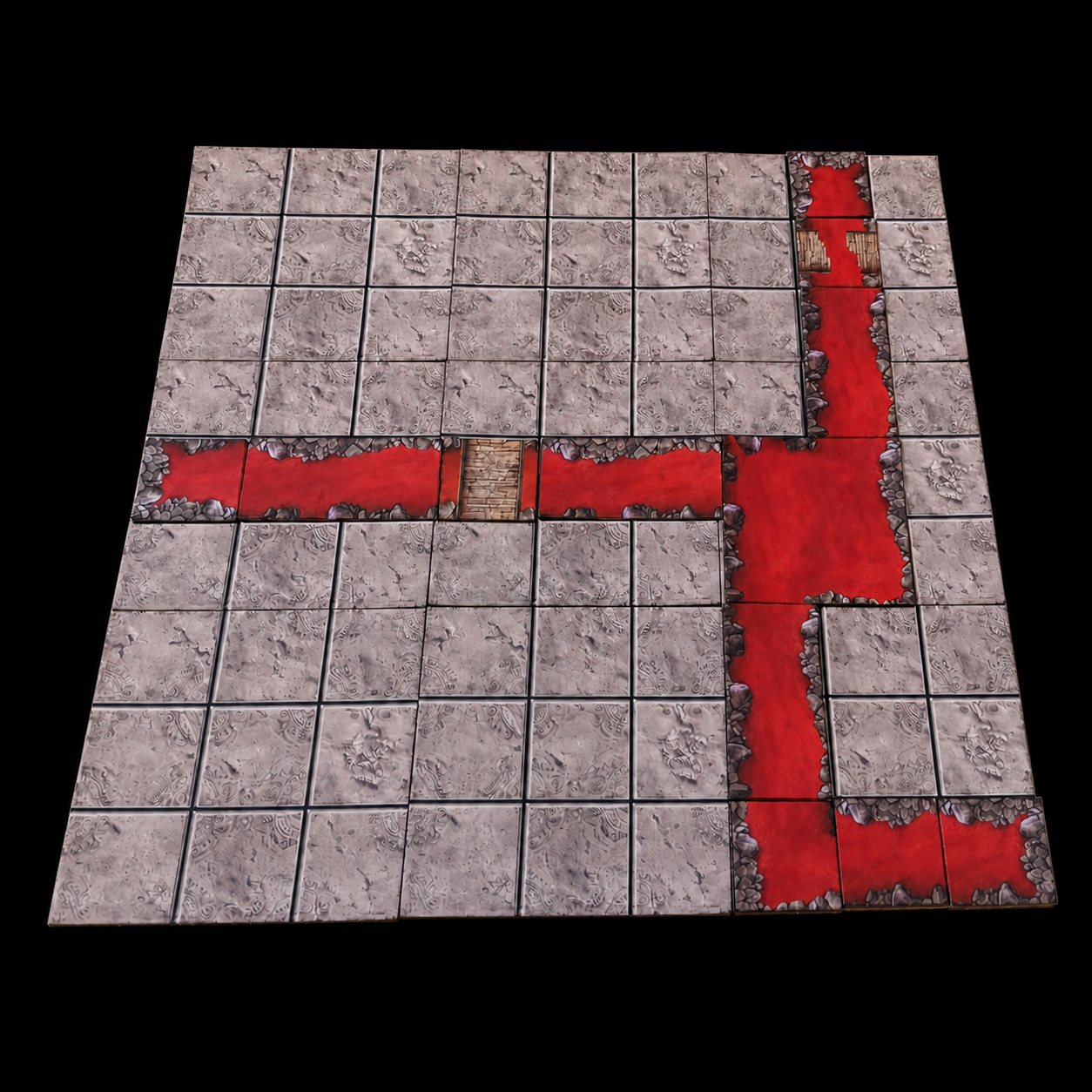 Magnetisches Lava Gelände für D&D – aufgebaute Lavaszene mit Miniaturen für Pen and Paper