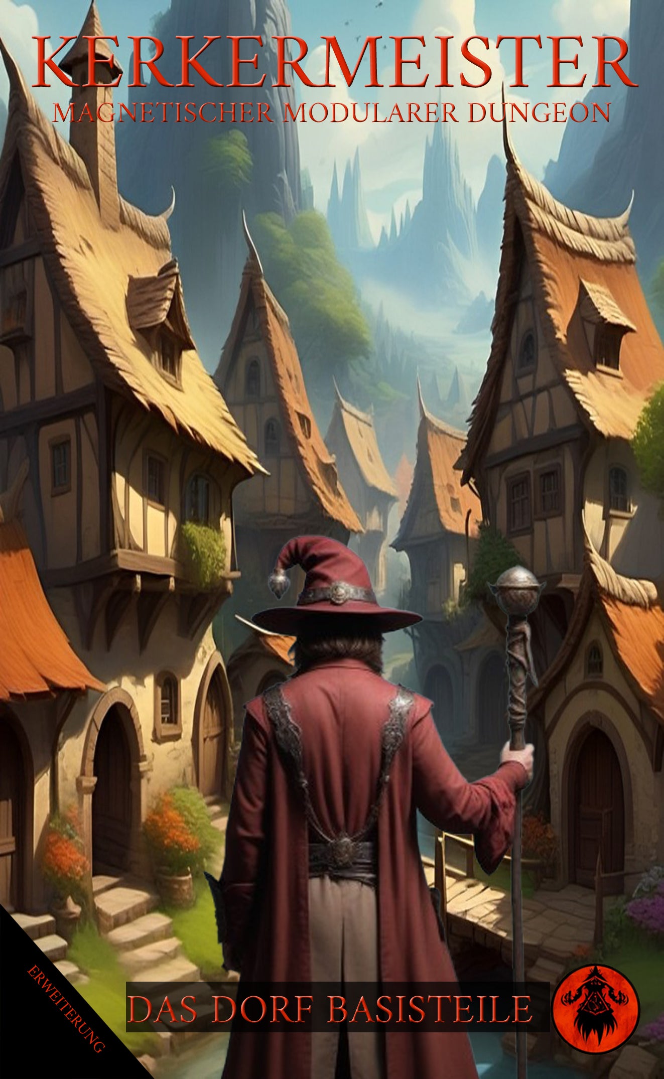 Modulare magnetische Dorf Teile – aufgebaute Szene mit Figuren Tabletop RPG Zubehör
