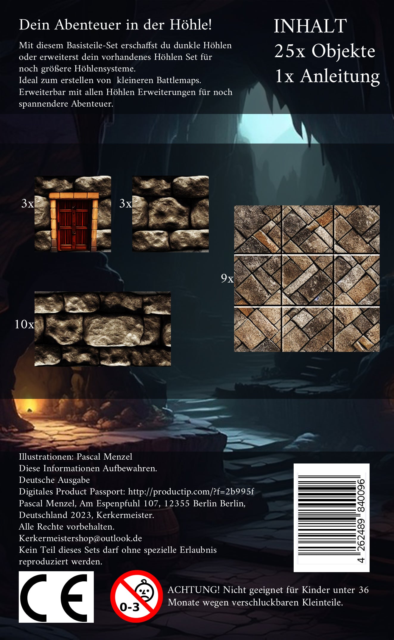 Modulare magnetische Höhlenteile – aufgebaute Szene mit Figuren Tabletop RPG Zubehör