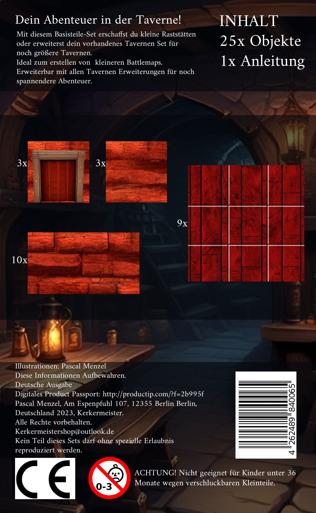 Modulare magnetische Taverne Teile – aufgebaute Szene mit Figuren Tabletop RPG Zubehör