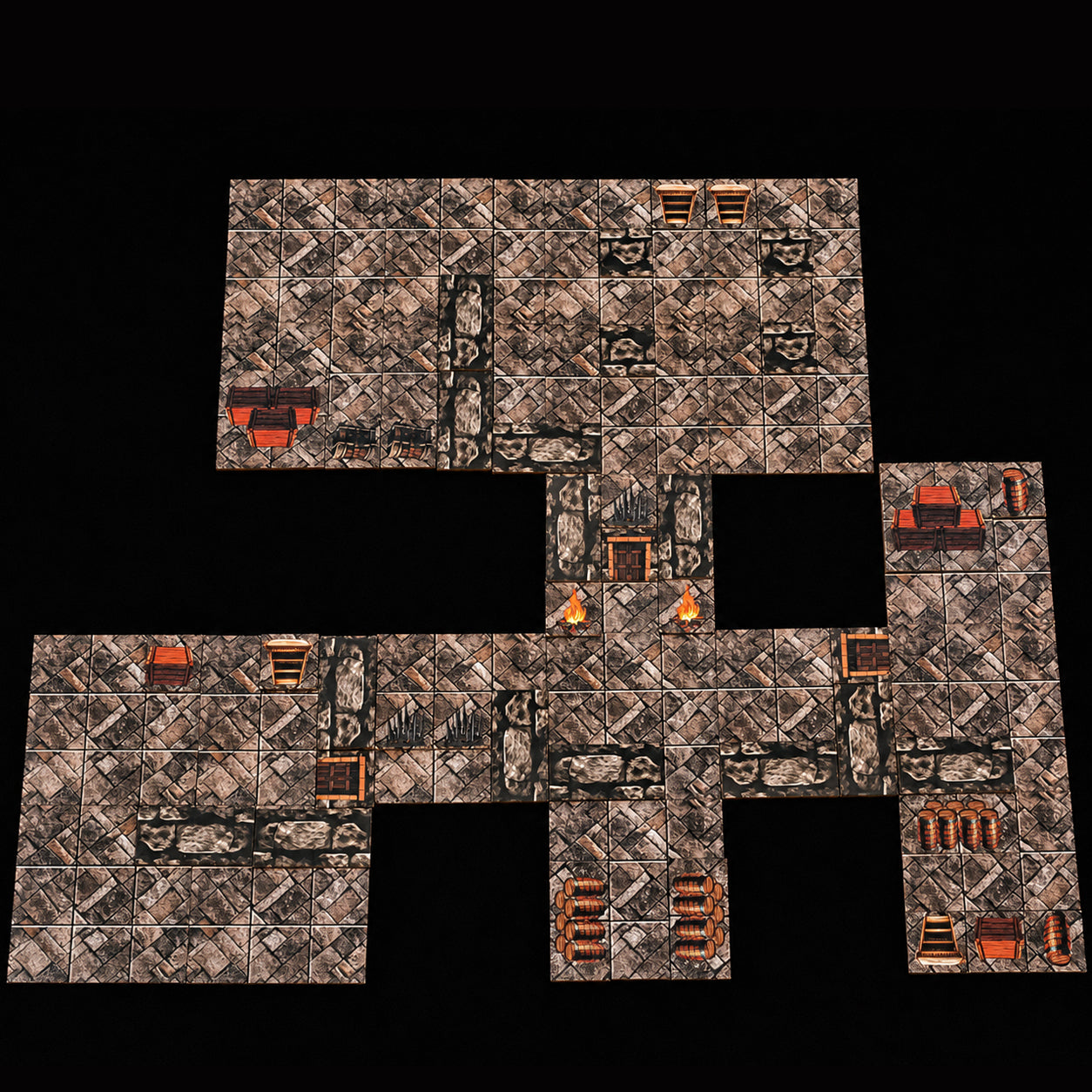 Tabletop Höhle Battlemap – aufgebaute Höhle mit Spielfiguren für Spielleiter