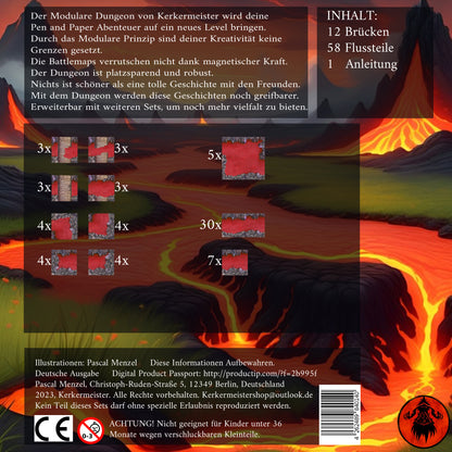 Tabletop Lava Battlemap – aufgebauter Vulkandungeon mit Spielfiguren für Spielleiter