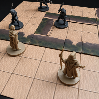 Tabletop Strand Battlemap – aufgebaute Küste mit Spielfiguren für Spielleiter