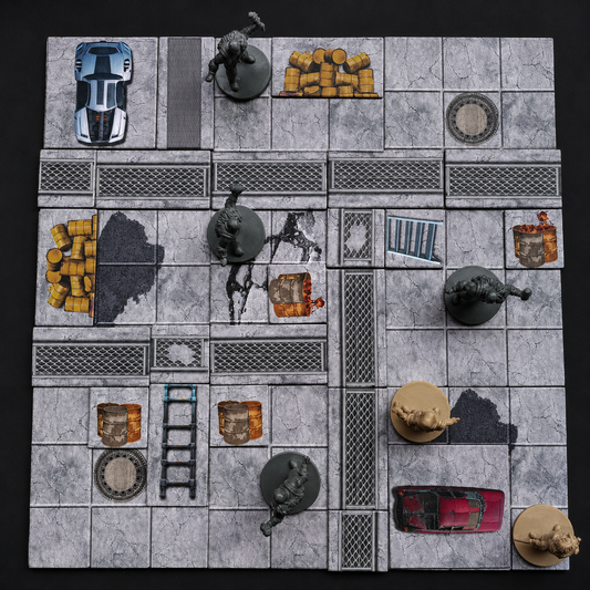 Modulares Verlassene Straßen Set – Dungeon Aufbau mit Figuren für Tabletop Spielleiter